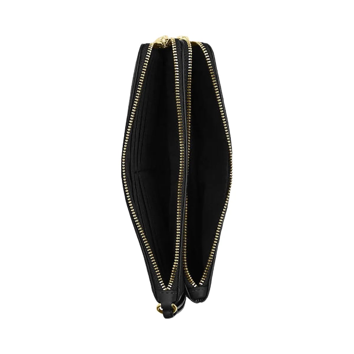 Coach Double Zip Wallet Pebbled Leather-Gold-Black - HypeFly India View 2