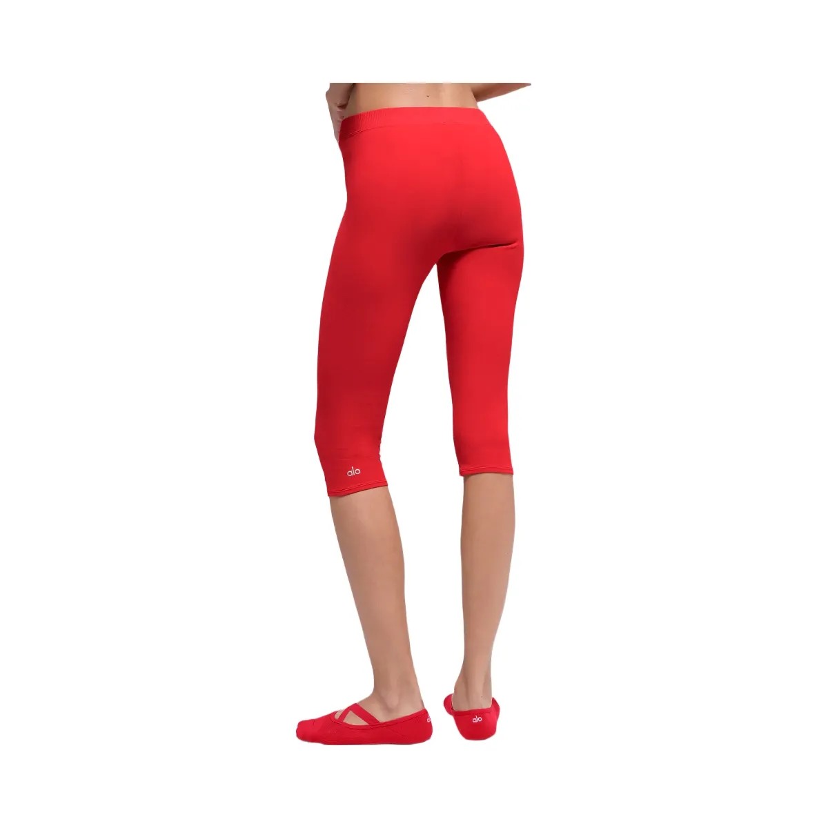 Alo Women's soft High-Waist Iconic 90's Capri - Bright Red - HypeFly India View 3