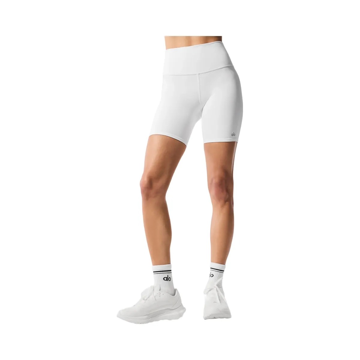 Alo Women's 7" High-Waist Biker Short - White - HypeFly India View 1