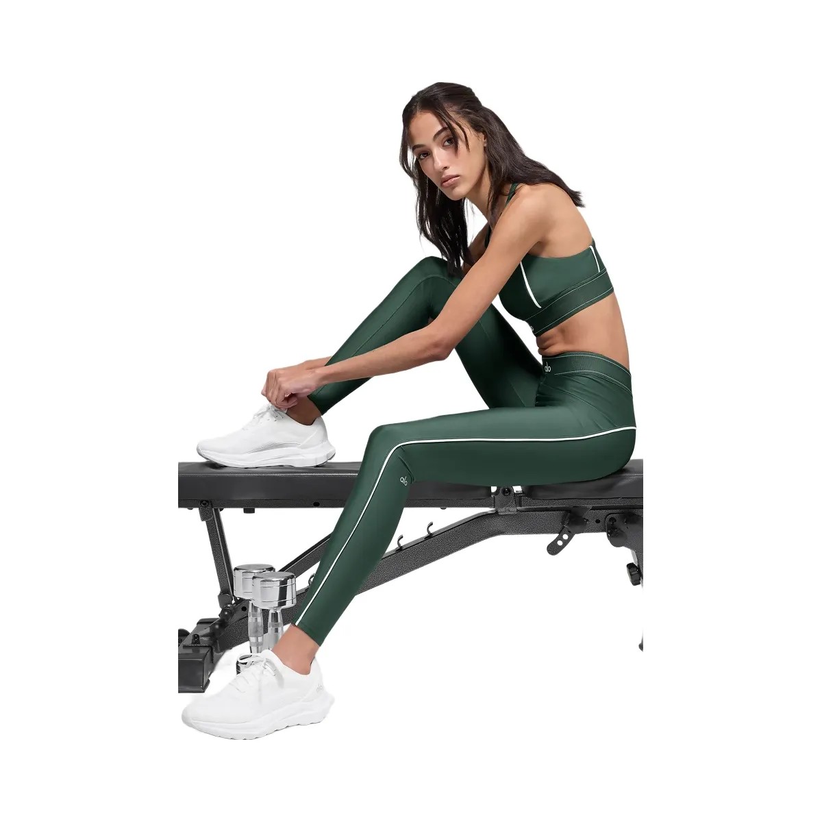 Alo Women's Airlift High-Waist Suit Up Legging - Clover Green/White - HypeFly India View 6