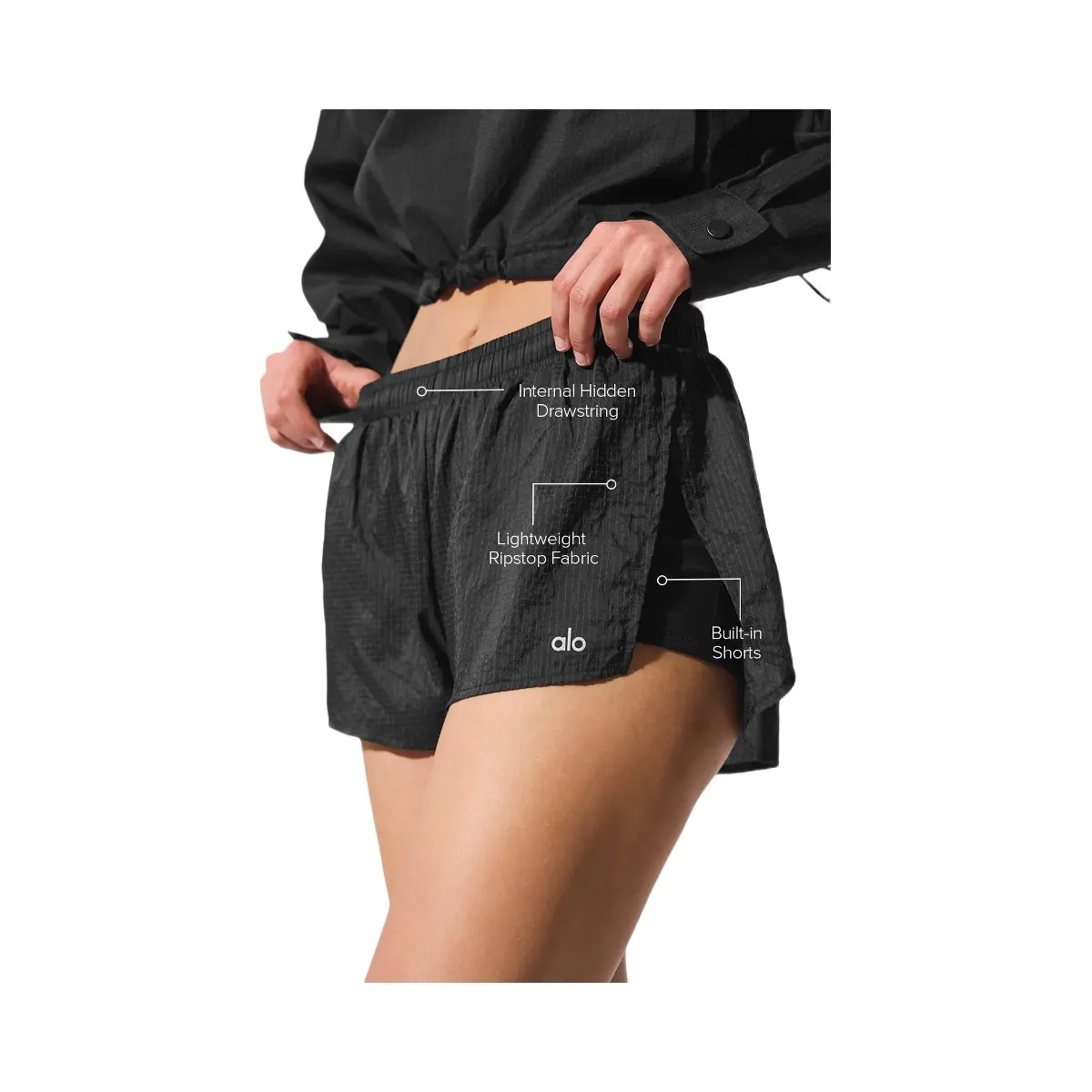 Alo Women's Game Time Short - Black - HypeFly India View 2