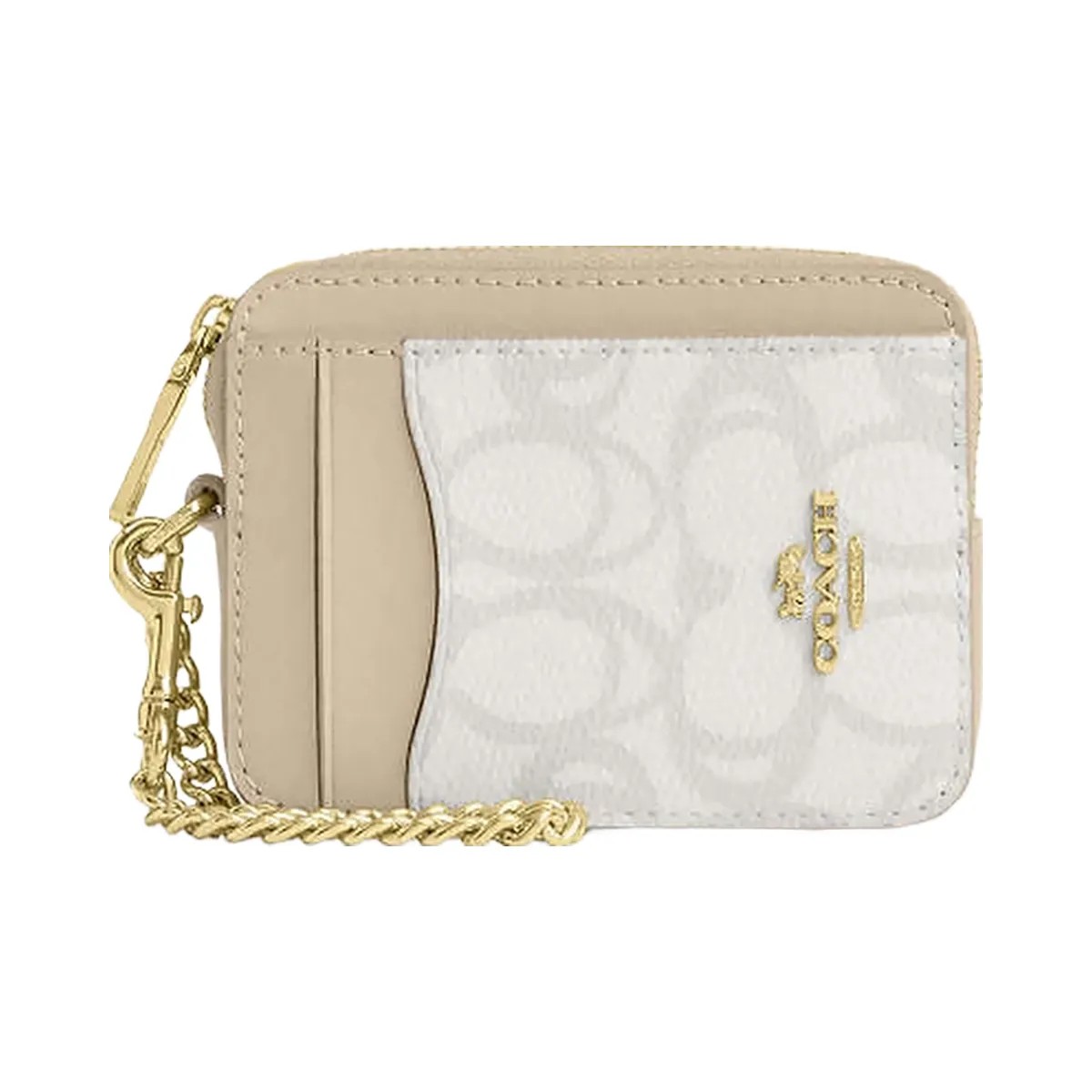 Coach Zip Card Case In Sketch Signature Canvas Signature Canvas-Gold-Ivory - HypeFly India View 3