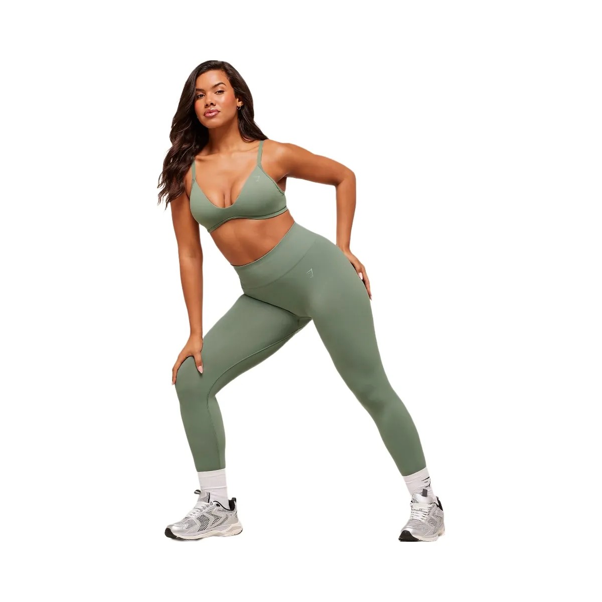 Gymshark Soft Sculpt V-neck Sports Bra - Unit Green - HypeFly India View 4