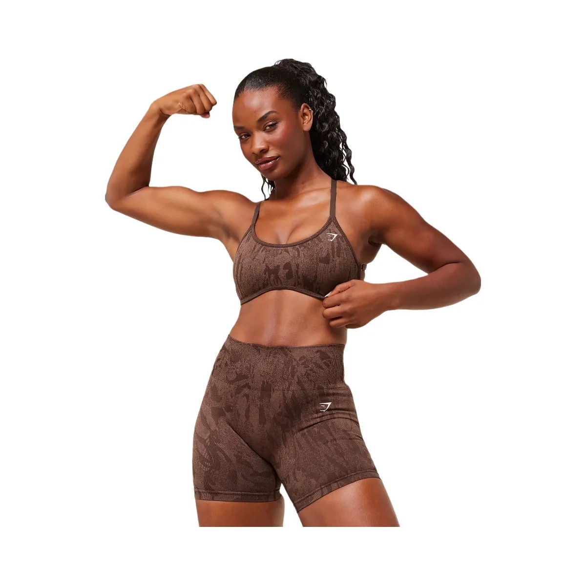 Gymshark Adapt Camo Cross Back Sports Bra - Archive Brown/Soft Brown - HypeFly India View 5