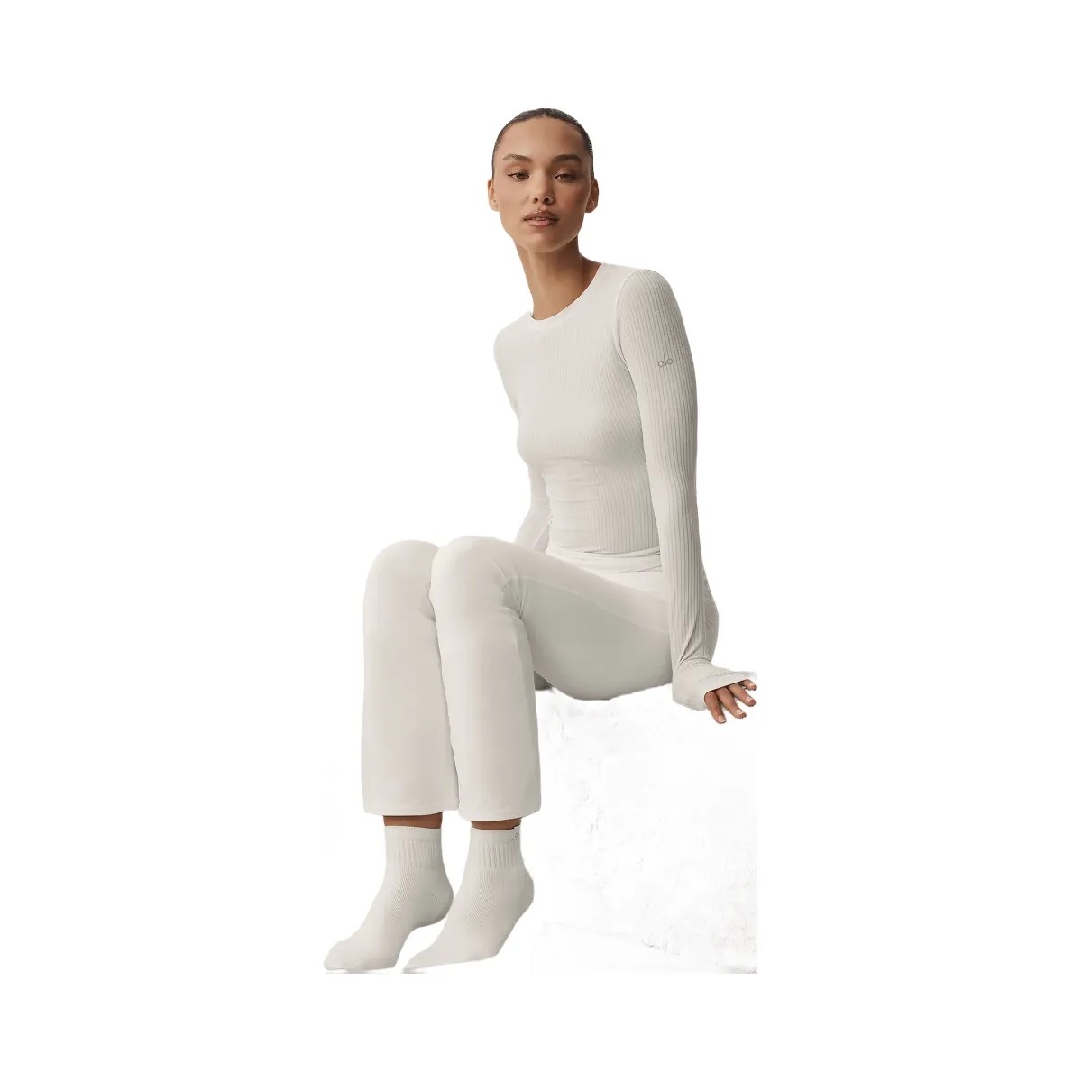 Alo Quarter Crew Street Sock - Ivory - HypeFly India View 2