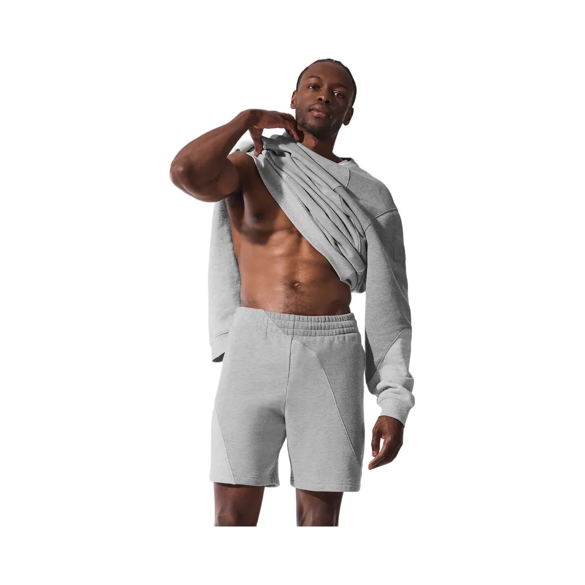 Alo Men's 7" Make Waves Short - Athletic Heather Grey Tonal - HypeFly India View 4