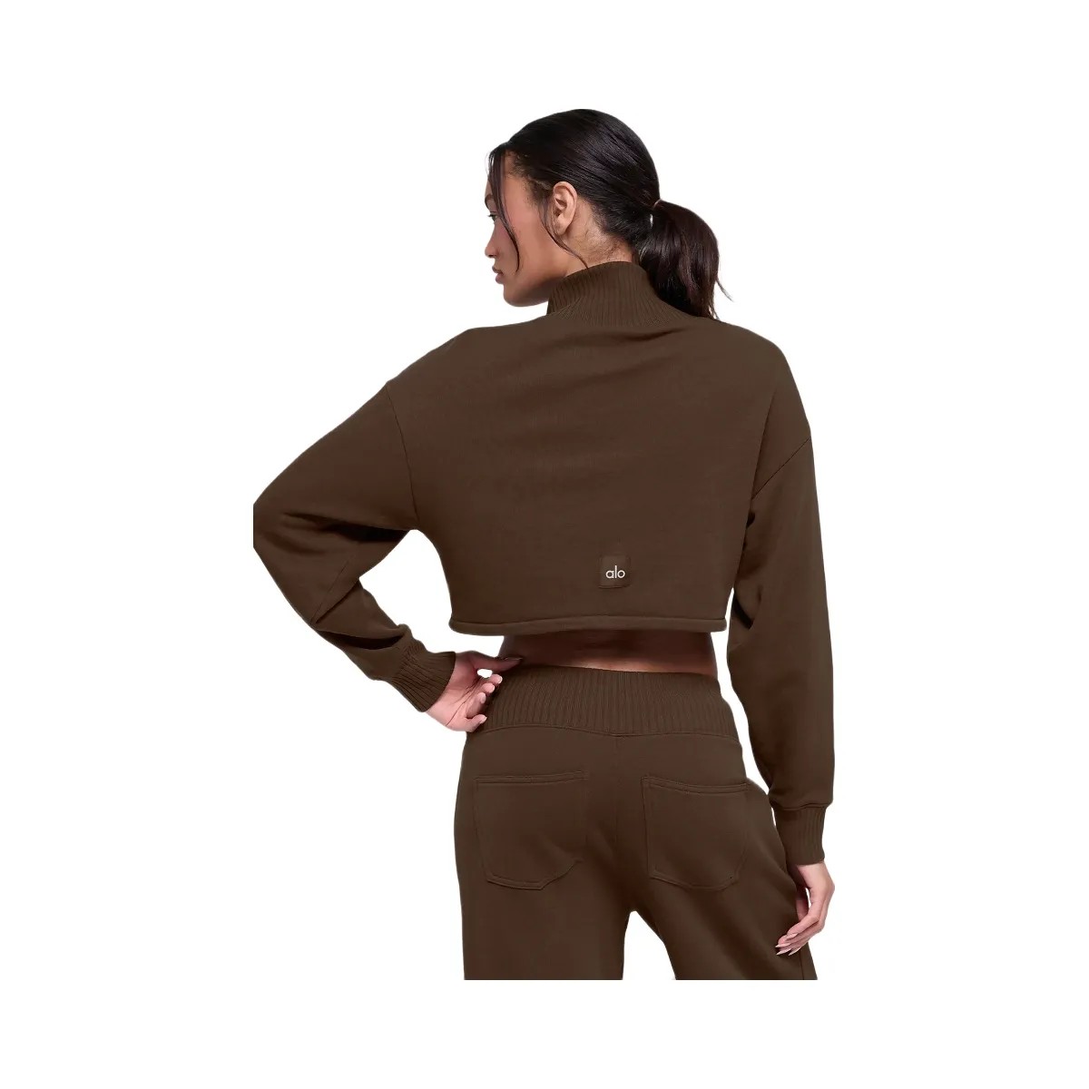 Alo Women's Cropped Serenity Coverup - Espresso - HypeFly India View 3