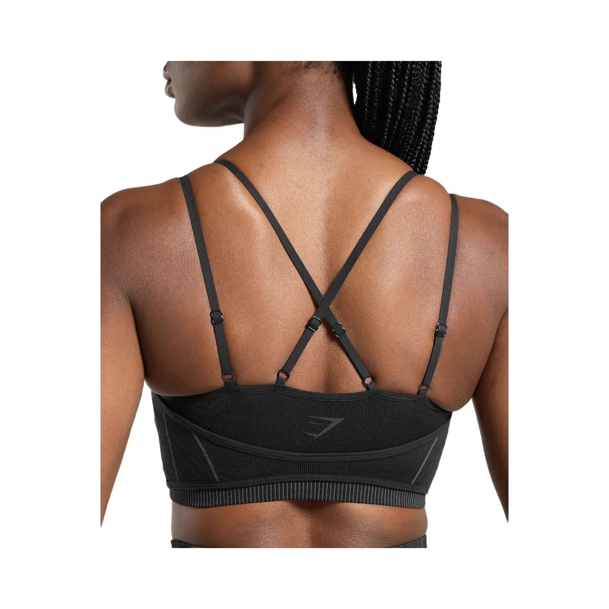 Gymshark Apex Seamless Strappy Sports Bra - Black/Graphite Grey - HypeFly India View 6