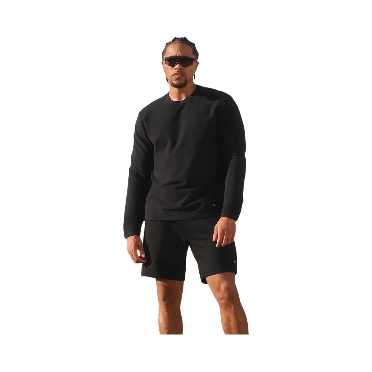 Alo Men's Double Take Long Sleeve Crew - Black - HypeFly India View 5
