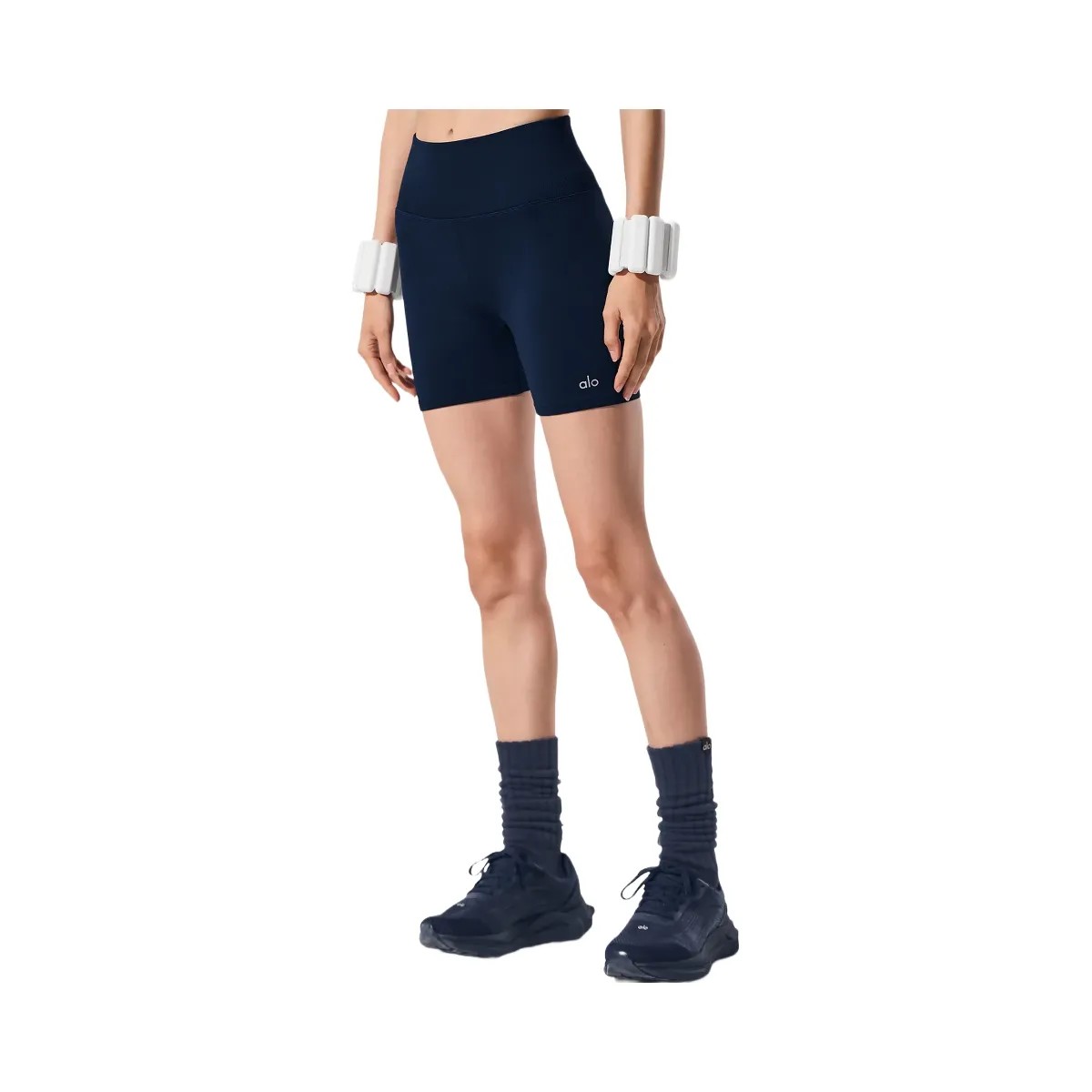 Alo Women's 5" Seamless Ribbed Favorite Short - Navy - HypeFly India View 1