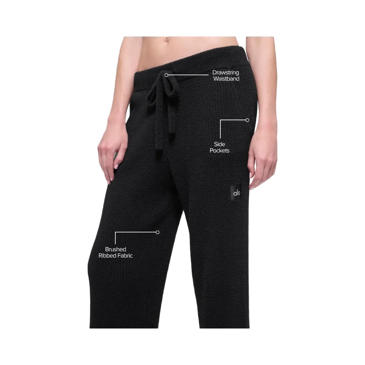 Alo Women's Snuggle Up Sweater High-Waist Wide Leg Pant - Black - HypeFly India View 2