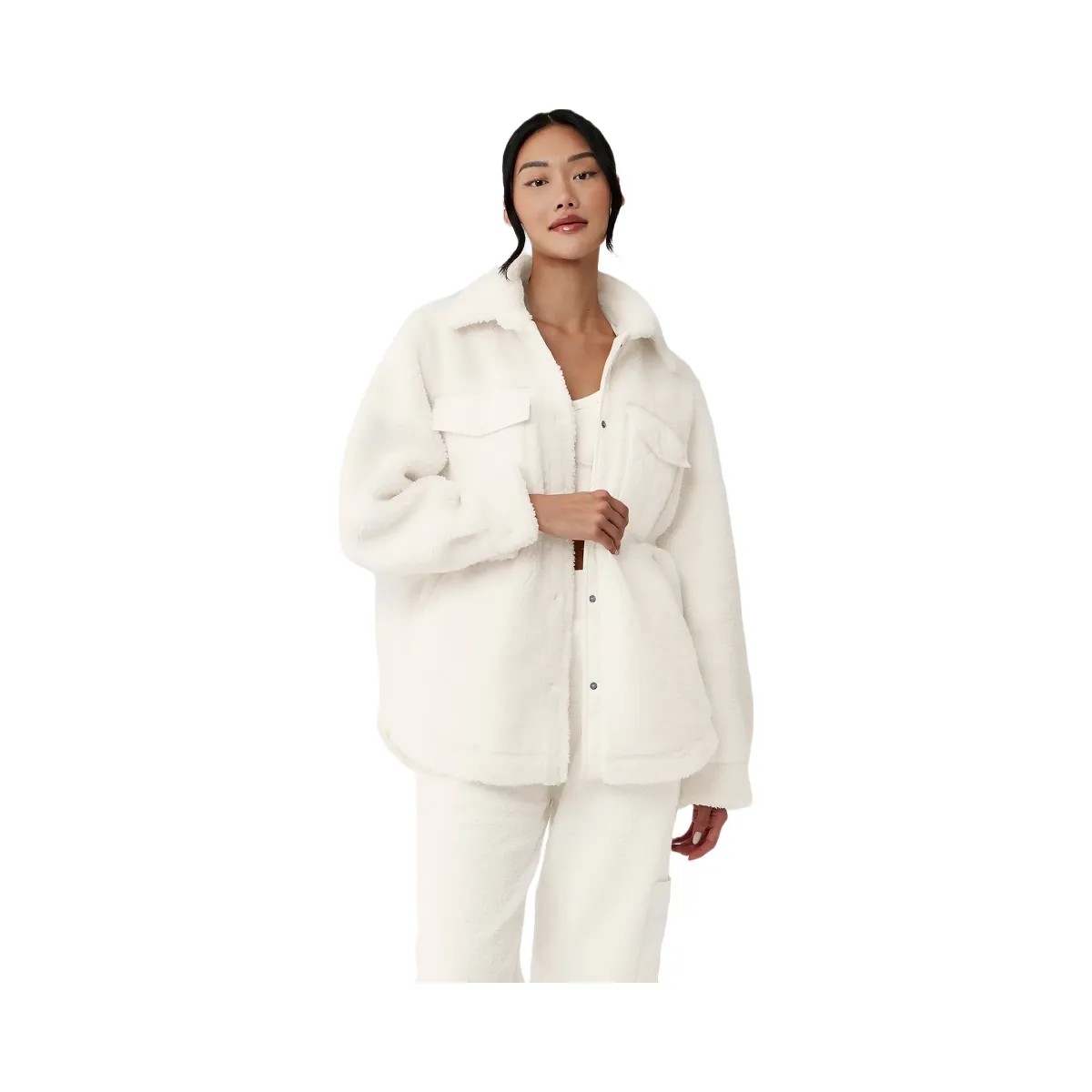 Alo Women's Sherpa Edge Shacket - Ivory - HypeFly India View 1