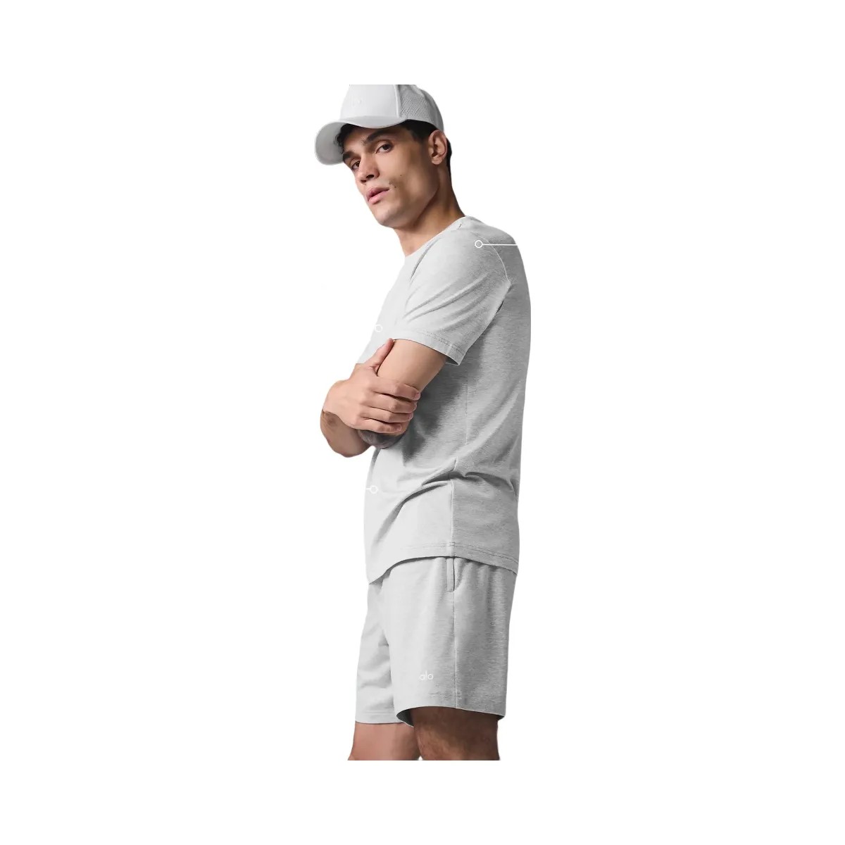 Alo Men's Conquer Reform Crewneck Short Sleeve - Athletic Heather Grey - HypeFly India View 2