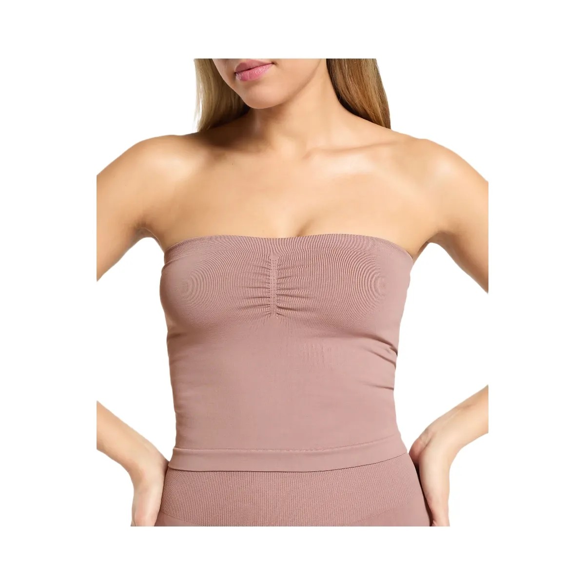 Gymshark Everyday Seamless Midi Tube Top - Chestnut Pink - HypeFly India View 5