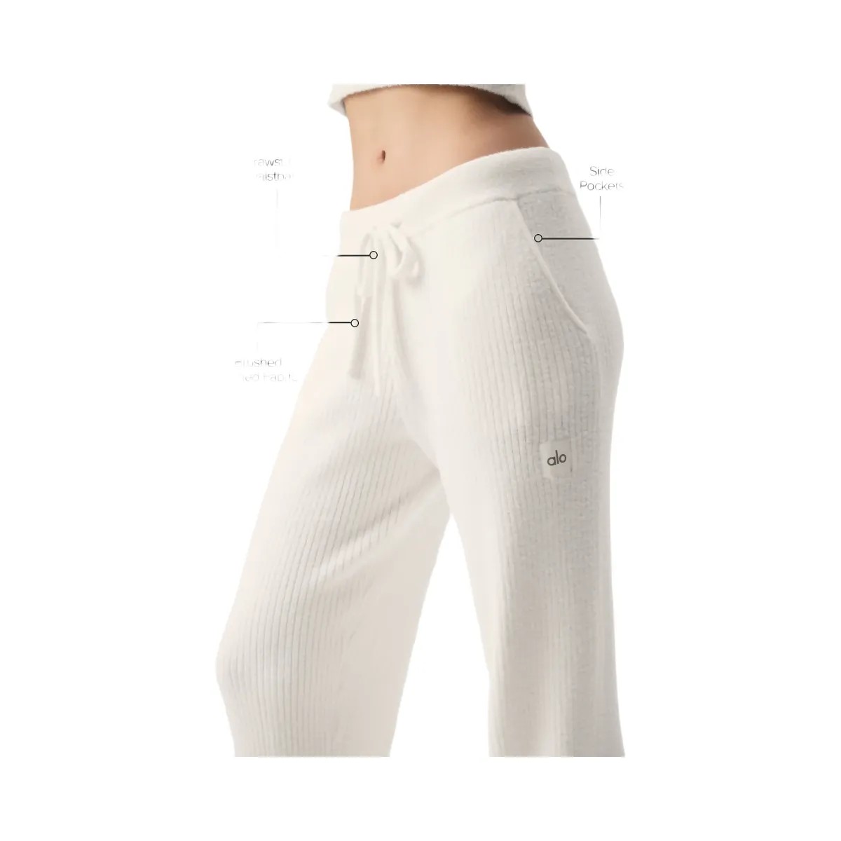 Alo Women's Snuggle Up Sweater High-Waist Wide Leg Pant - Ivory - HypeFly India View 2
