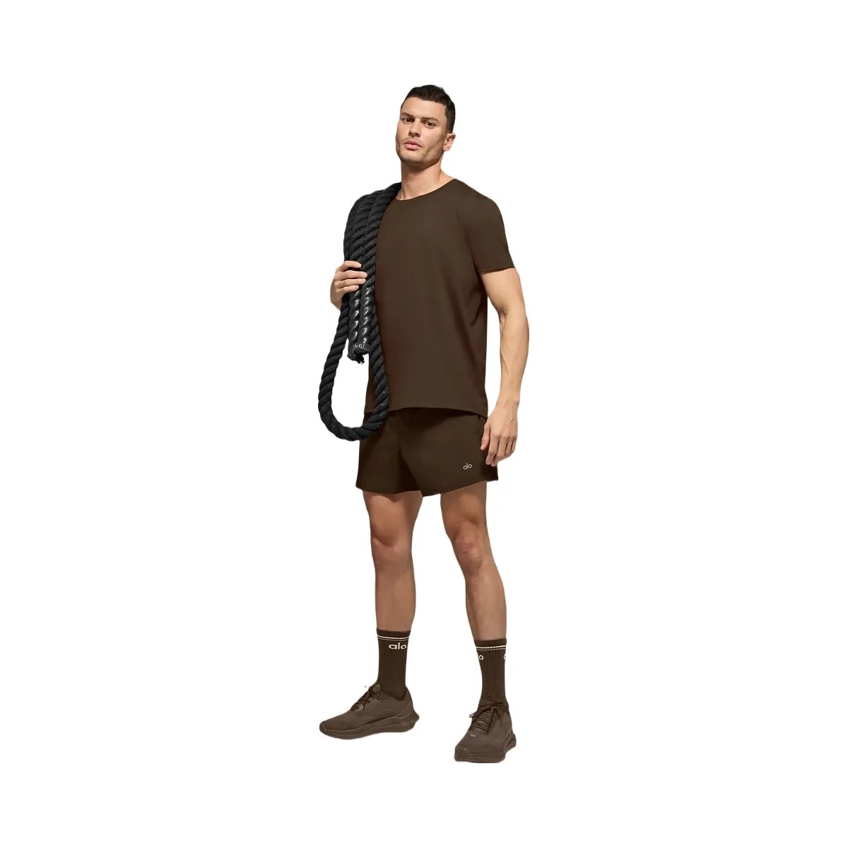 Alo Men's Conquer Reform Crewneck Short Sleeve - Espresso - HypeFly India View 4