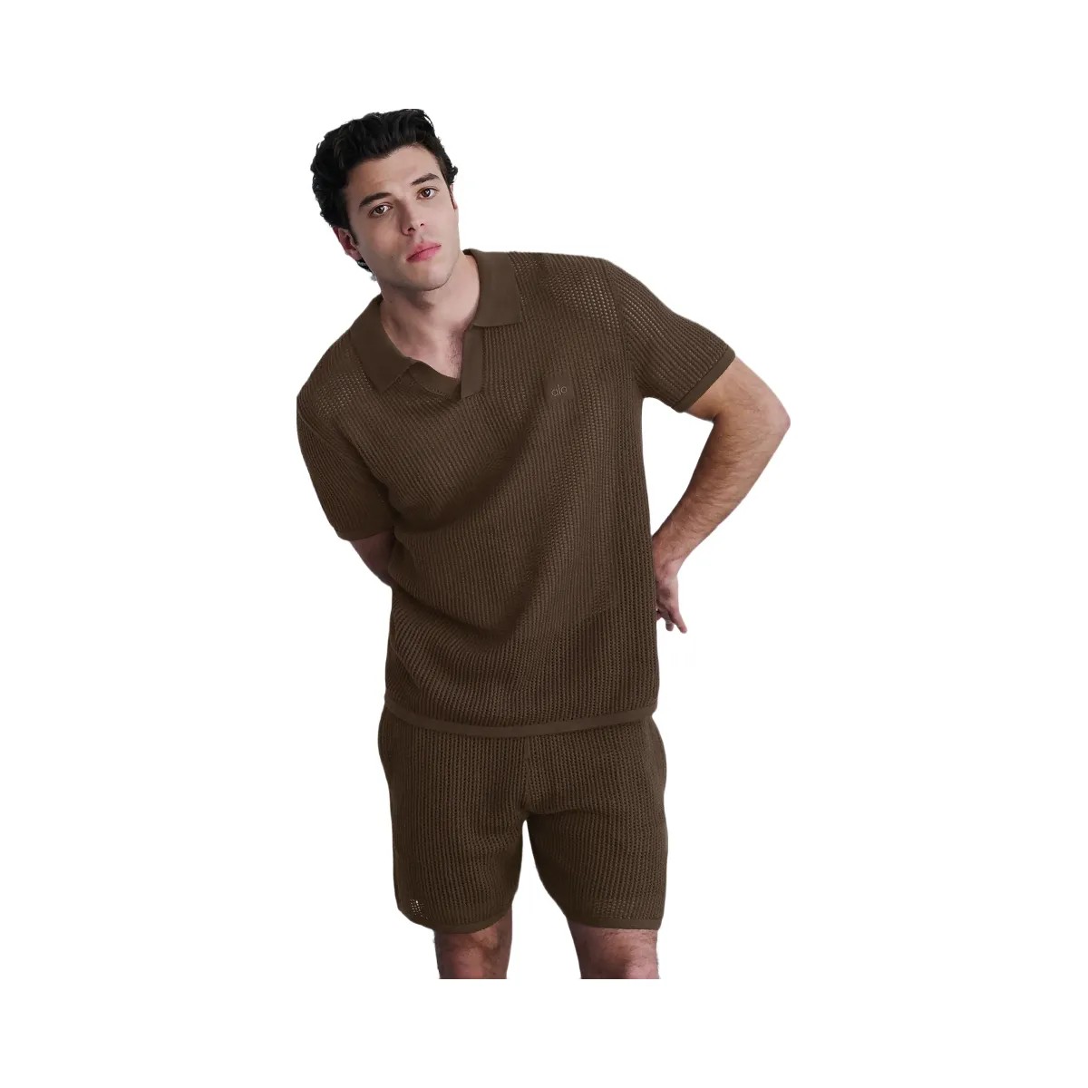 Alo Men's Open-Knit Short - Espresso - HypeFly India View 3