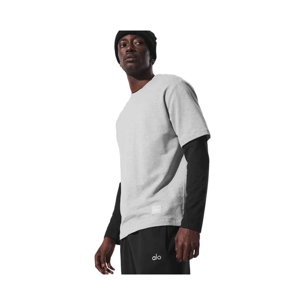 Alo Men's Double Take Short Sleeve - Athletic Heather Grey - HypeFly India View 2