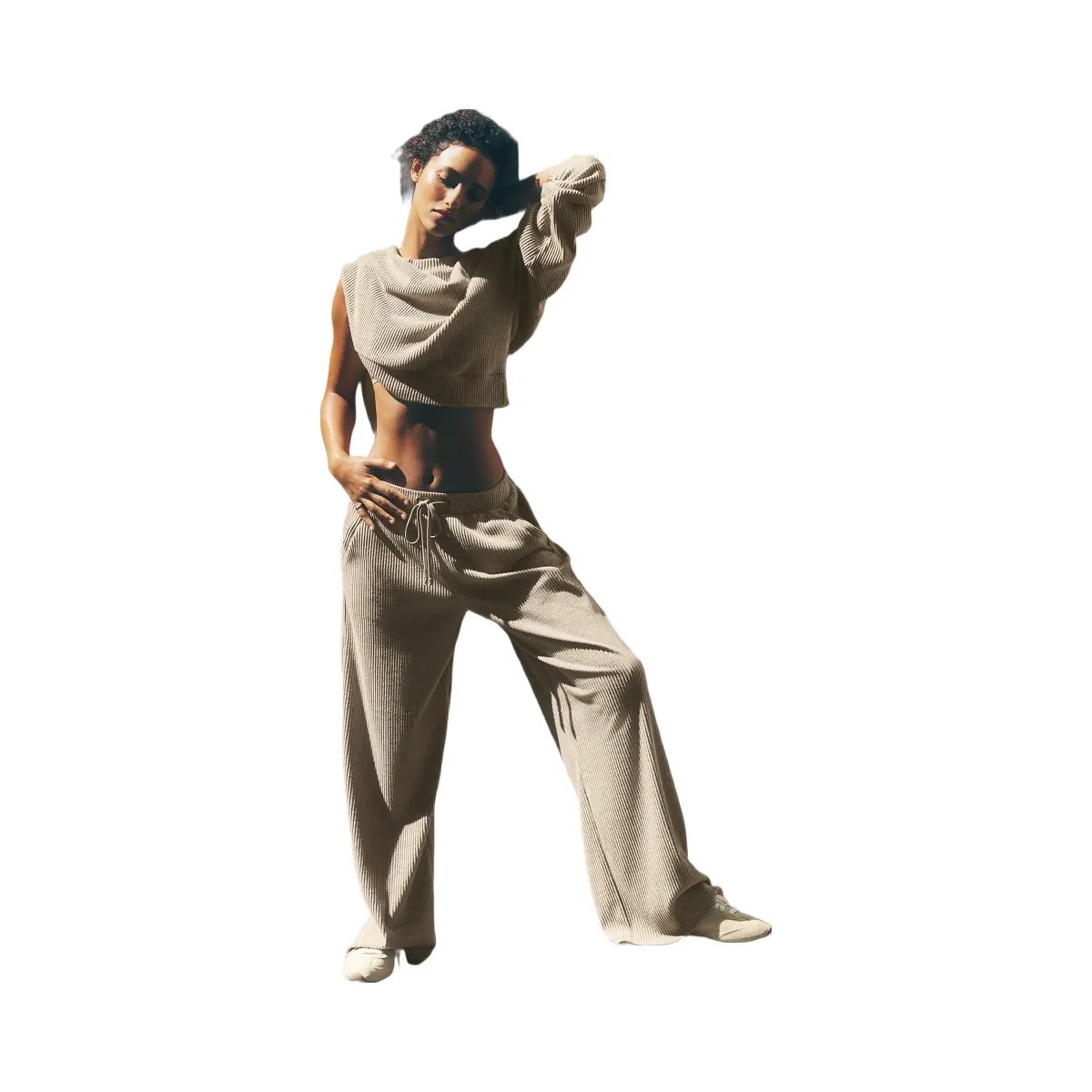 Alo Women's Muse Wide Leg Pant - Gravel Heather - HypeFly India View 6