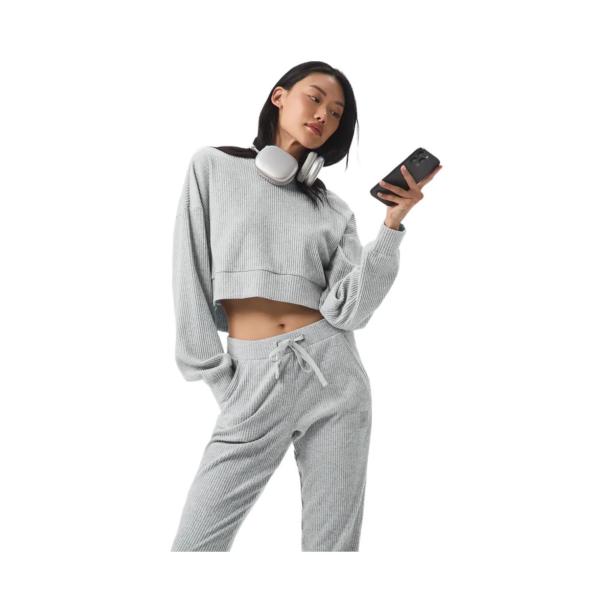 Alo Women's Muse Hoodie - Athletic Heather Grey - HypeFly India View 3