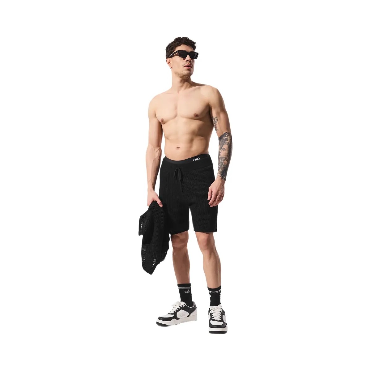 Alo Men's Open-Knit Short - Black - HypeFly India View 1