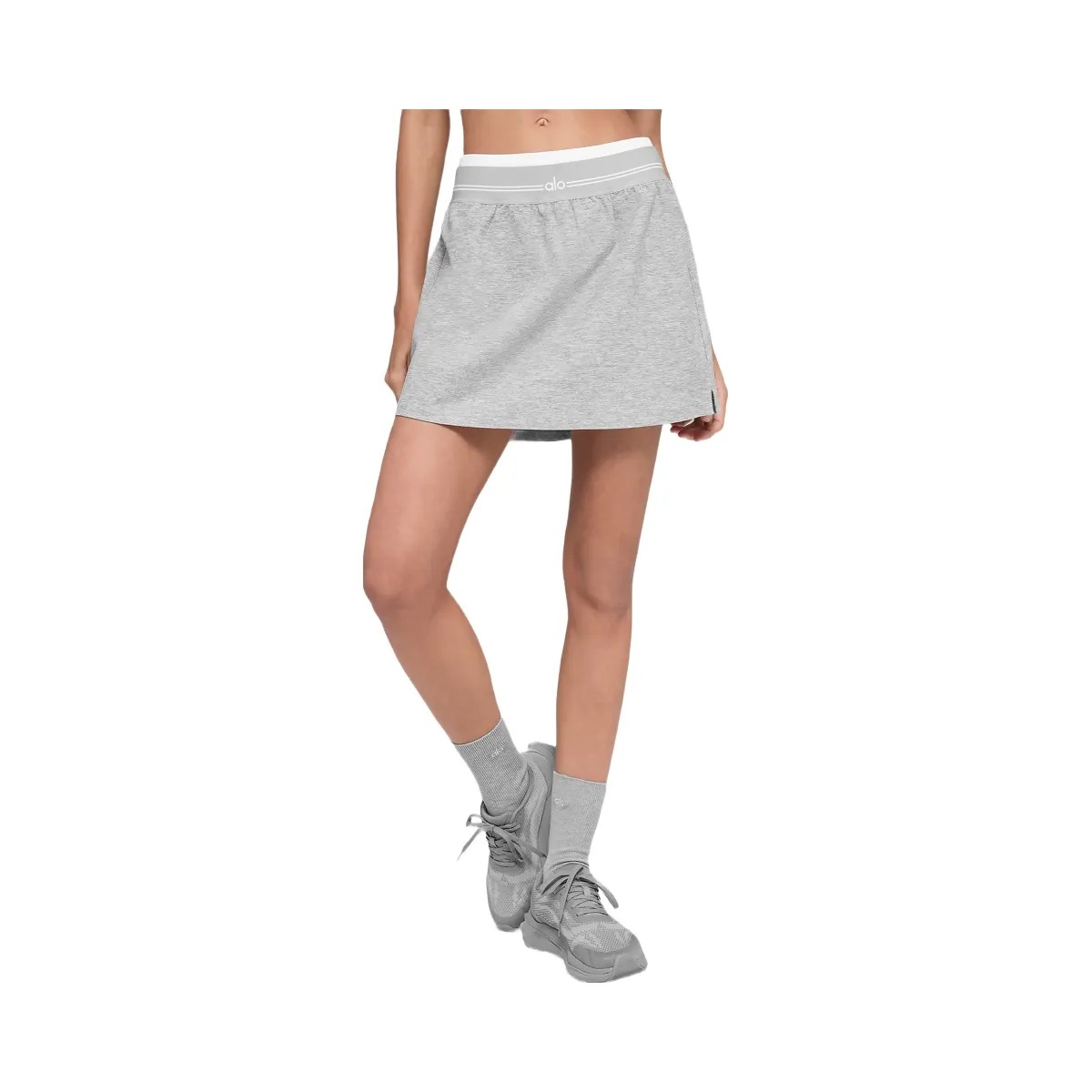 Alo Women's soft Better Together Tennis Skirt - Athletic Heather Grey/White - HypeFly India View 1
