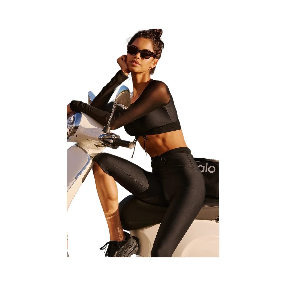 Alo Women's Airlift Mesh High-Waist Divine Capri - Black - HypeFly India View 5