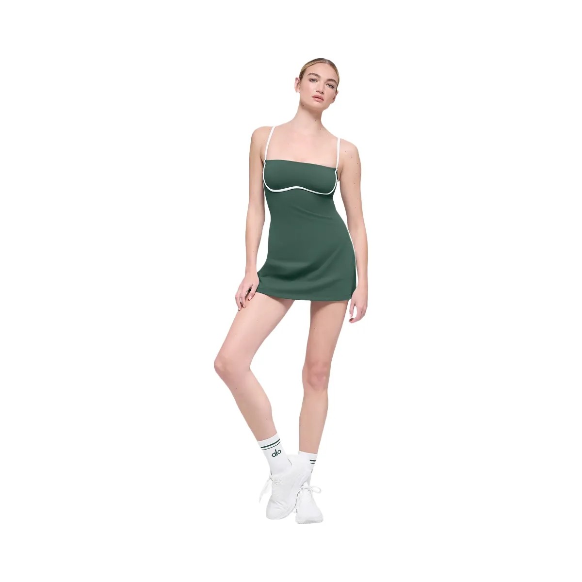 Alo Women's Airbrush Streamlined Dress - Clover Green/White - HypeFly India View 5
