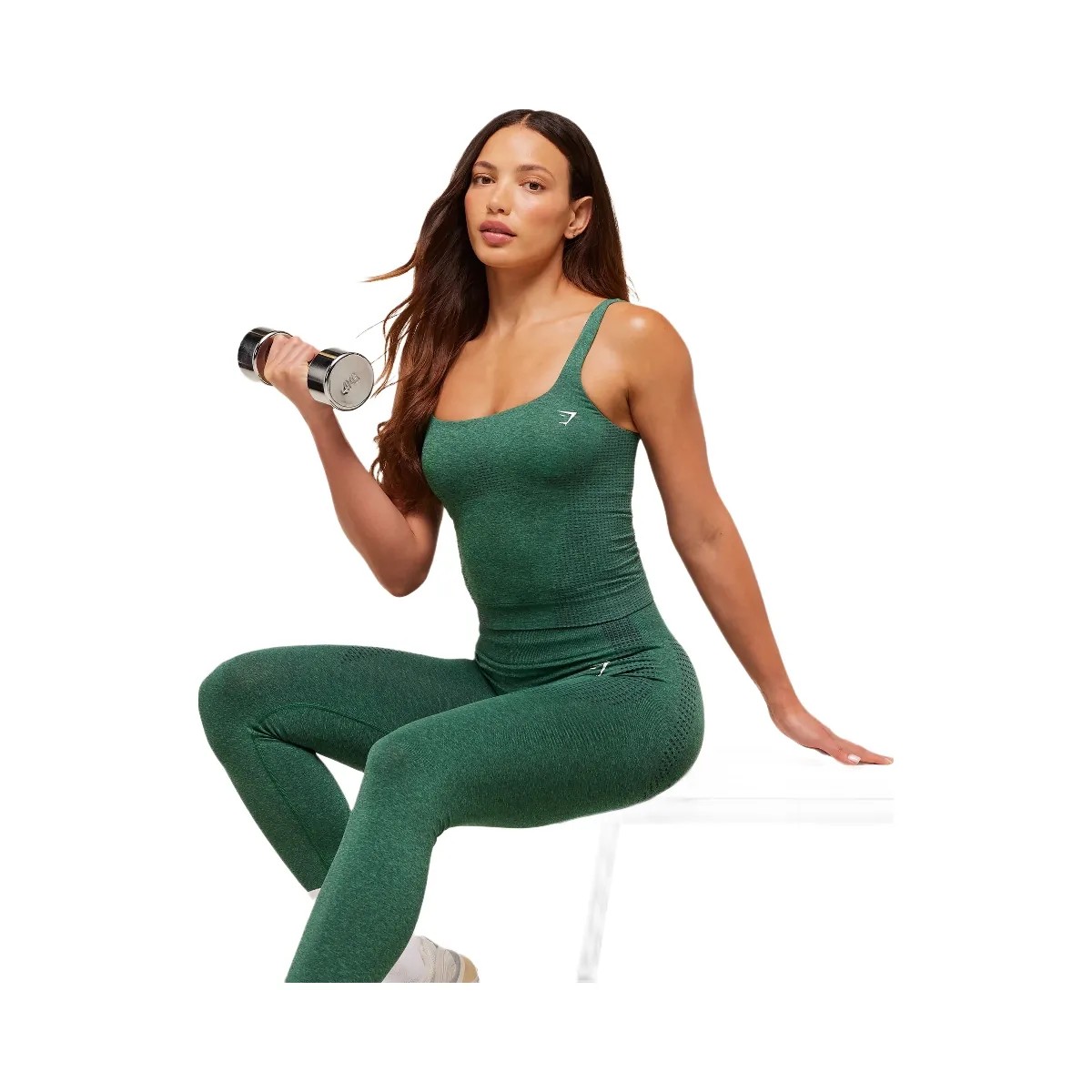 Gymshark Vital Tank With Shelf - GS Lift Green/ Marl - HypeFly India View 6