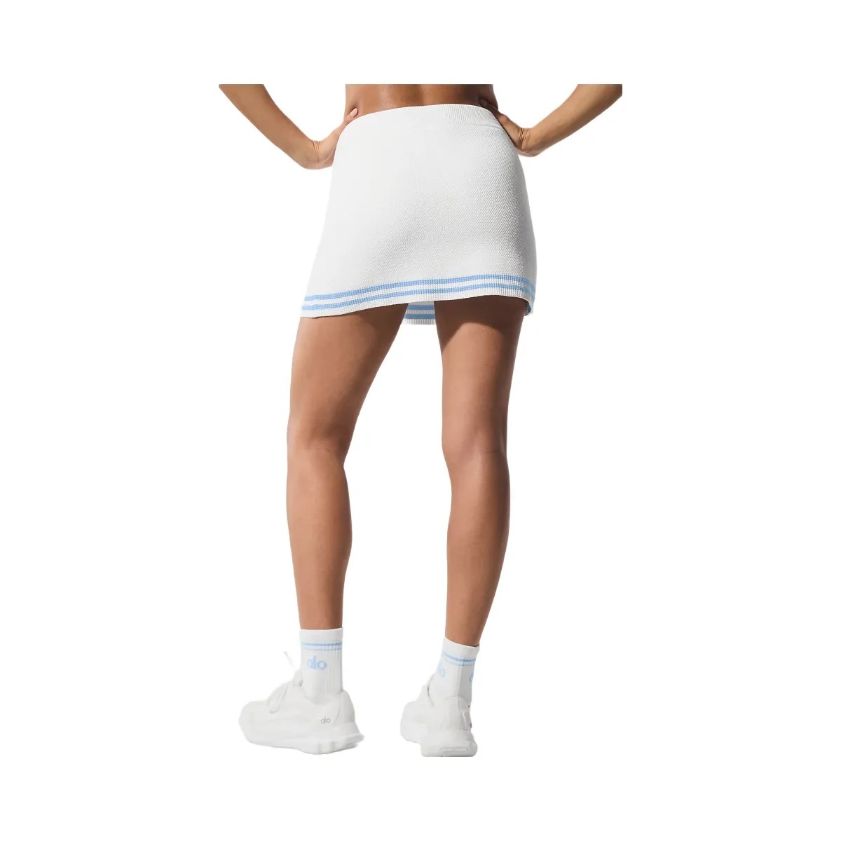 Alo Women's Tennis Club Sweater Knit Skirt - White/Seashell Blue - HypeFly India View 4