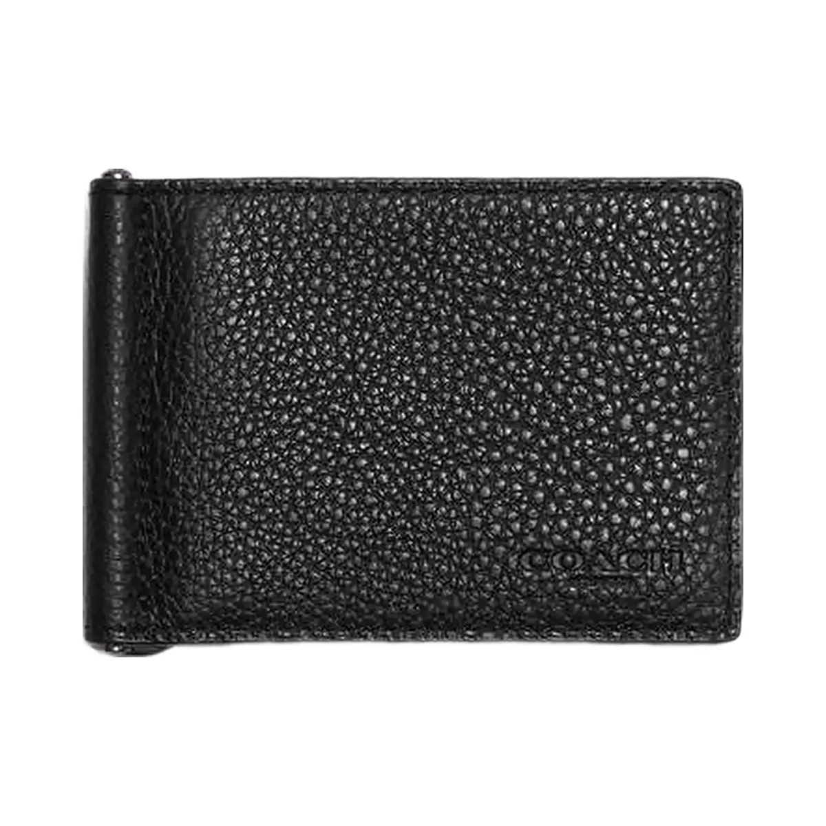 Coach Slim Money Clip Billfold Wallet Pebbled Leather-Gunmetal-Black - HypeFly India View 2