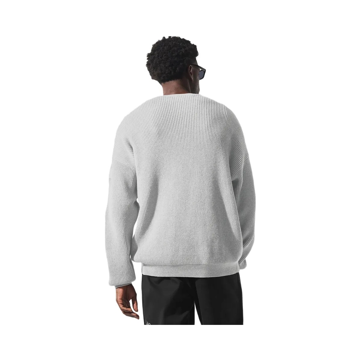 Alo Men's Domain Rib Knit Crew Sweater - Athletic Heather Grey - HypeFly India View 4