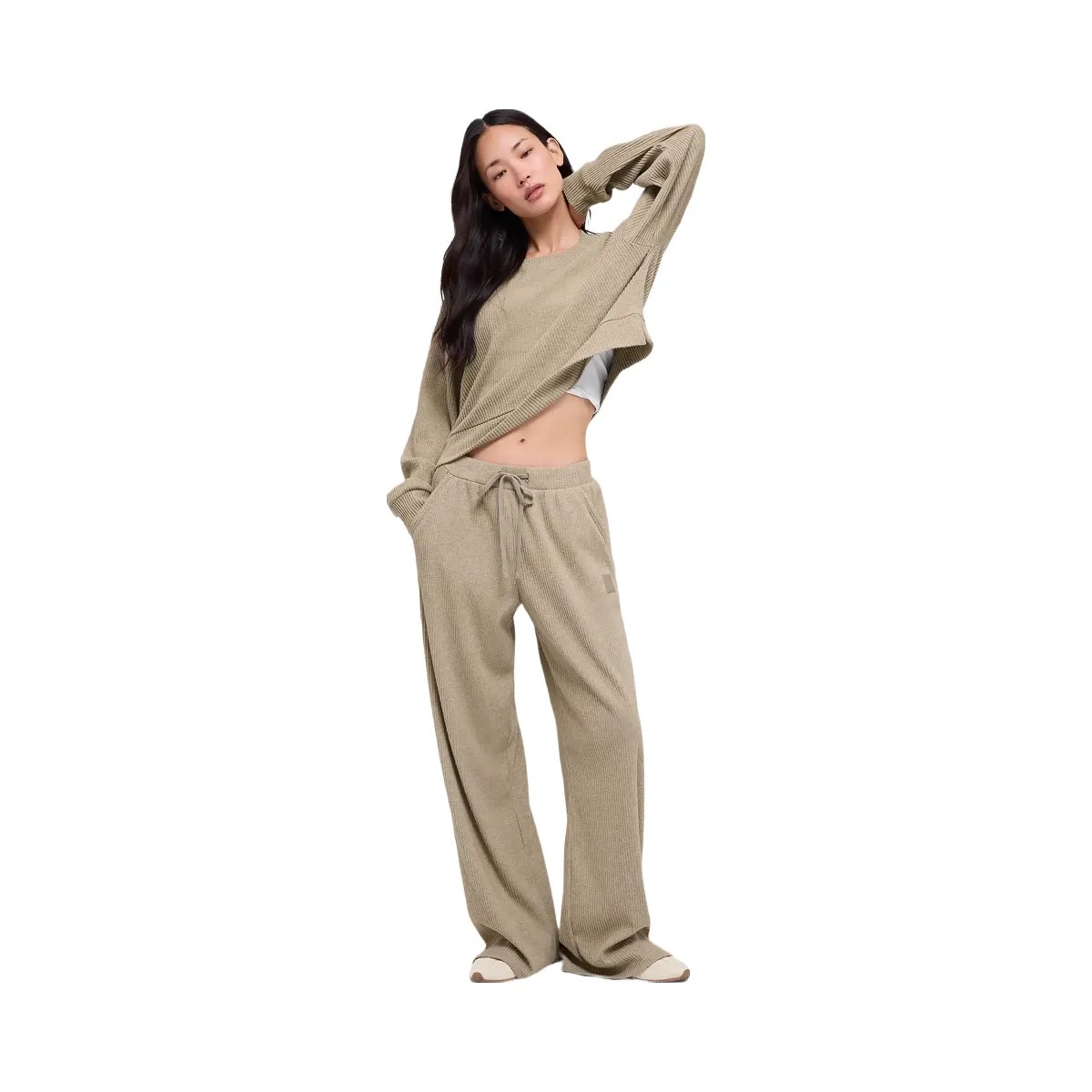 Alo Women's Muse Wide Leg Pant - Gravel Heather - HypeFly India View 4