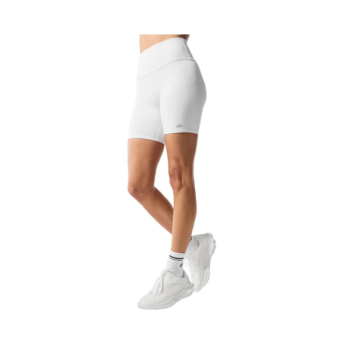 Alo Women's 7" High-Waist Biker Short - White - HypeFly India View 2