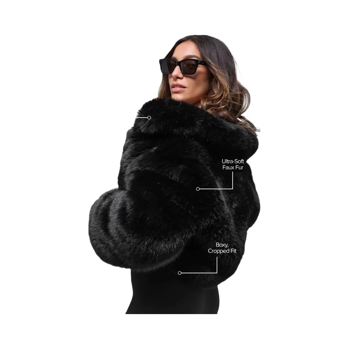 Alo Women's Opulent Faux Fur Cropped Jacket - Black - HypeFly India View 2
