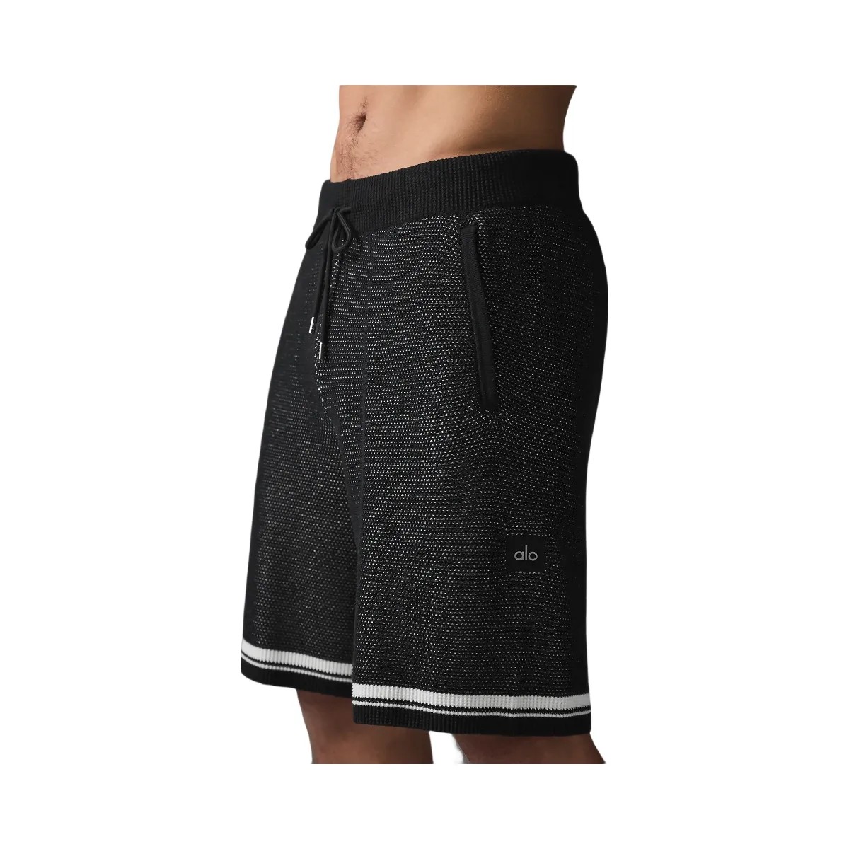 Alo Men's 7" Sports Club Sweater Knit Basketball Short - Black - HypeFly India View 2