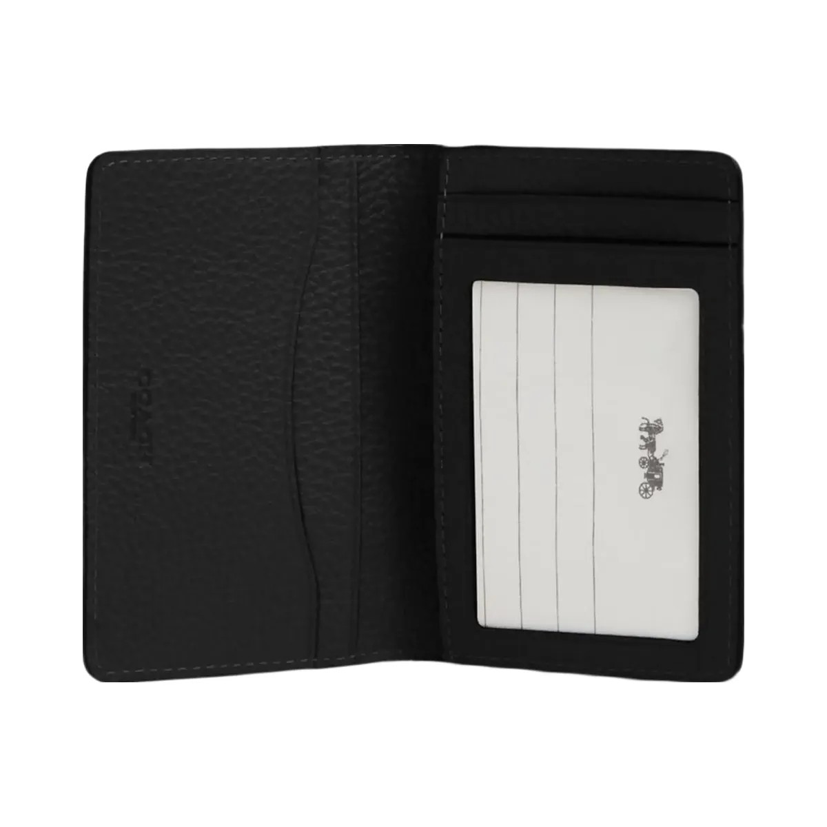 Coach Id Card Wallet In Signature Leather Pebbled Leather-Black - HypeFly India View 1