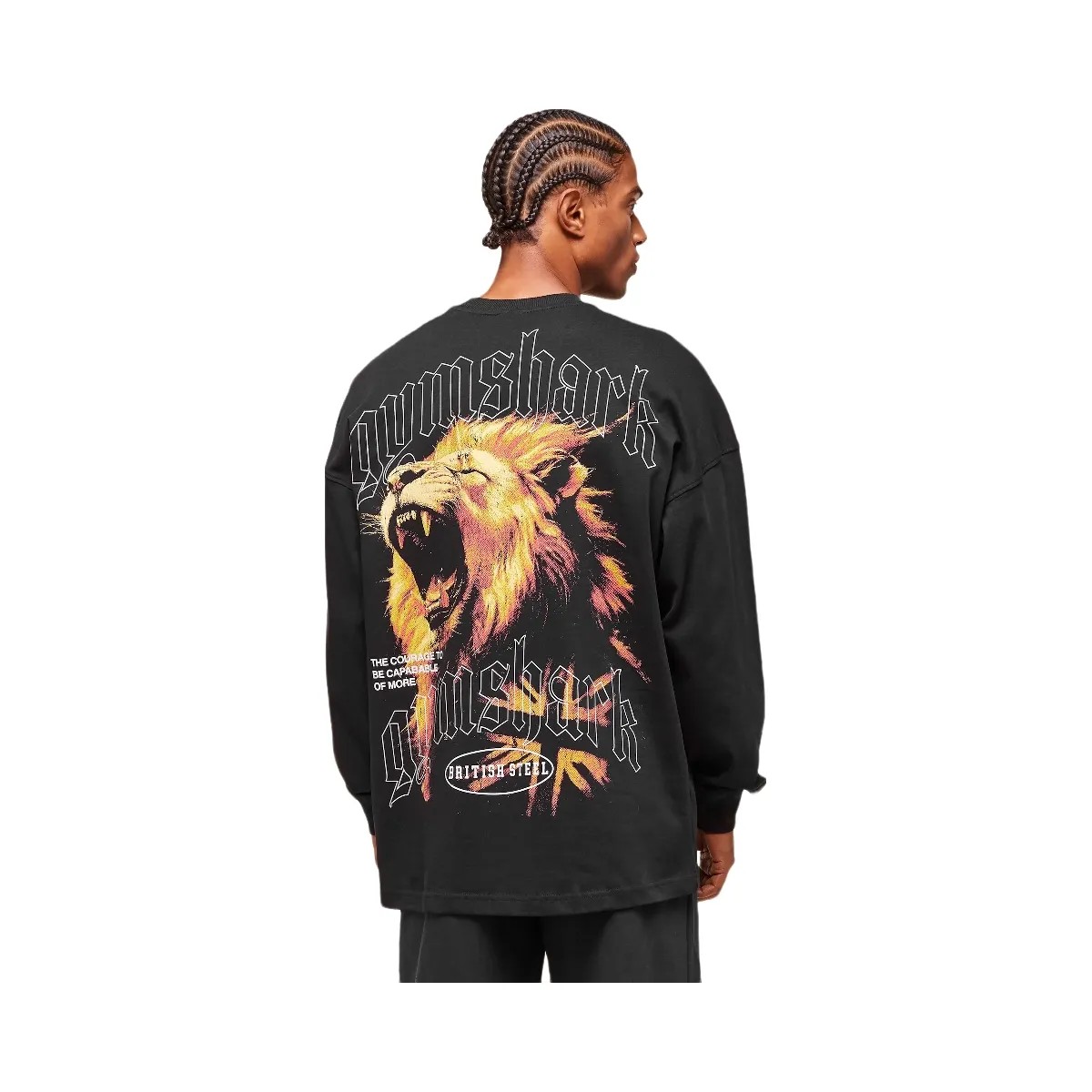 Gymshark Lion Graphic Long Sleeve T-Shirt - Black - HypeFly India View 6