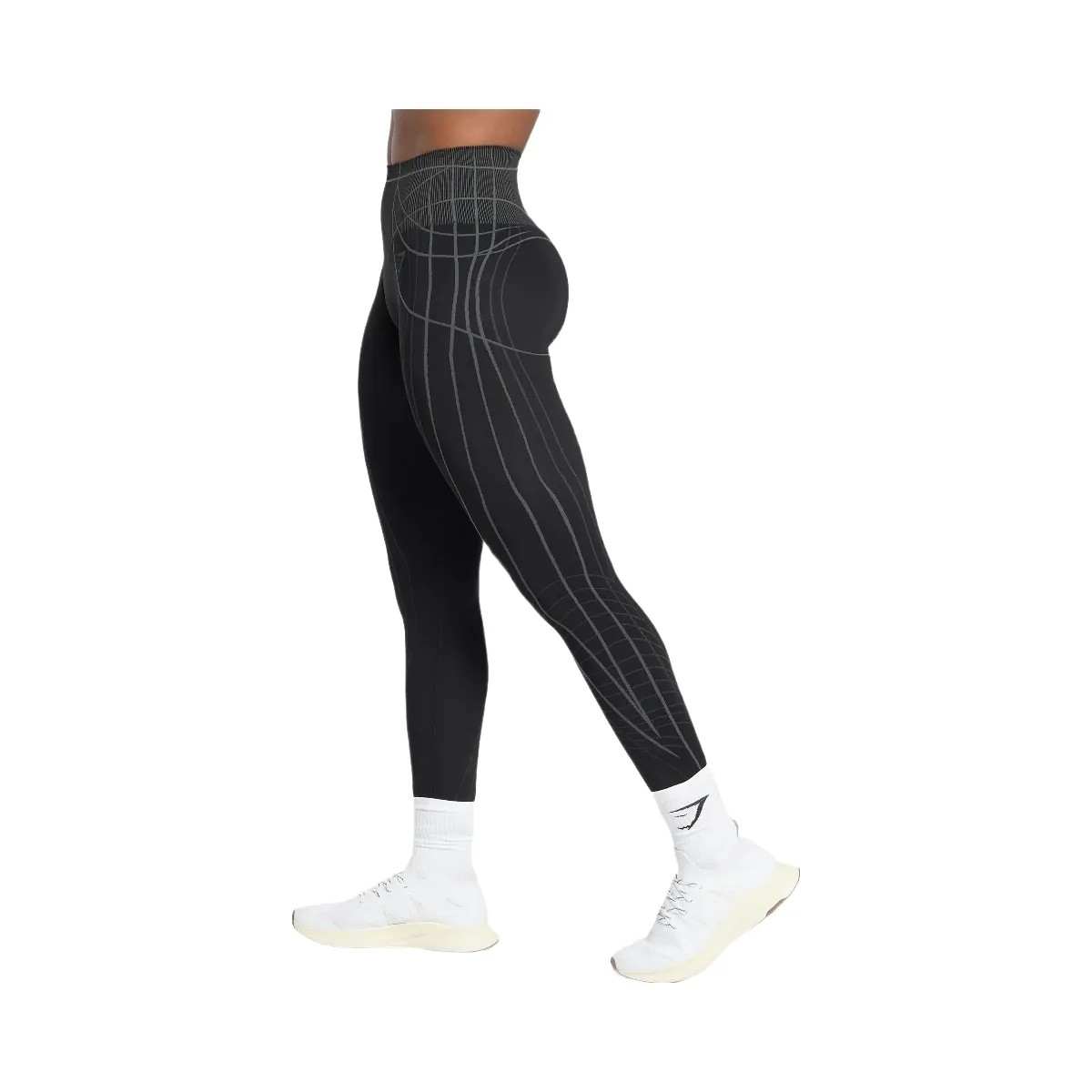 Gymshark Apex Seamless Leggings - Black/Graphite Grey - HypeFly India View 4