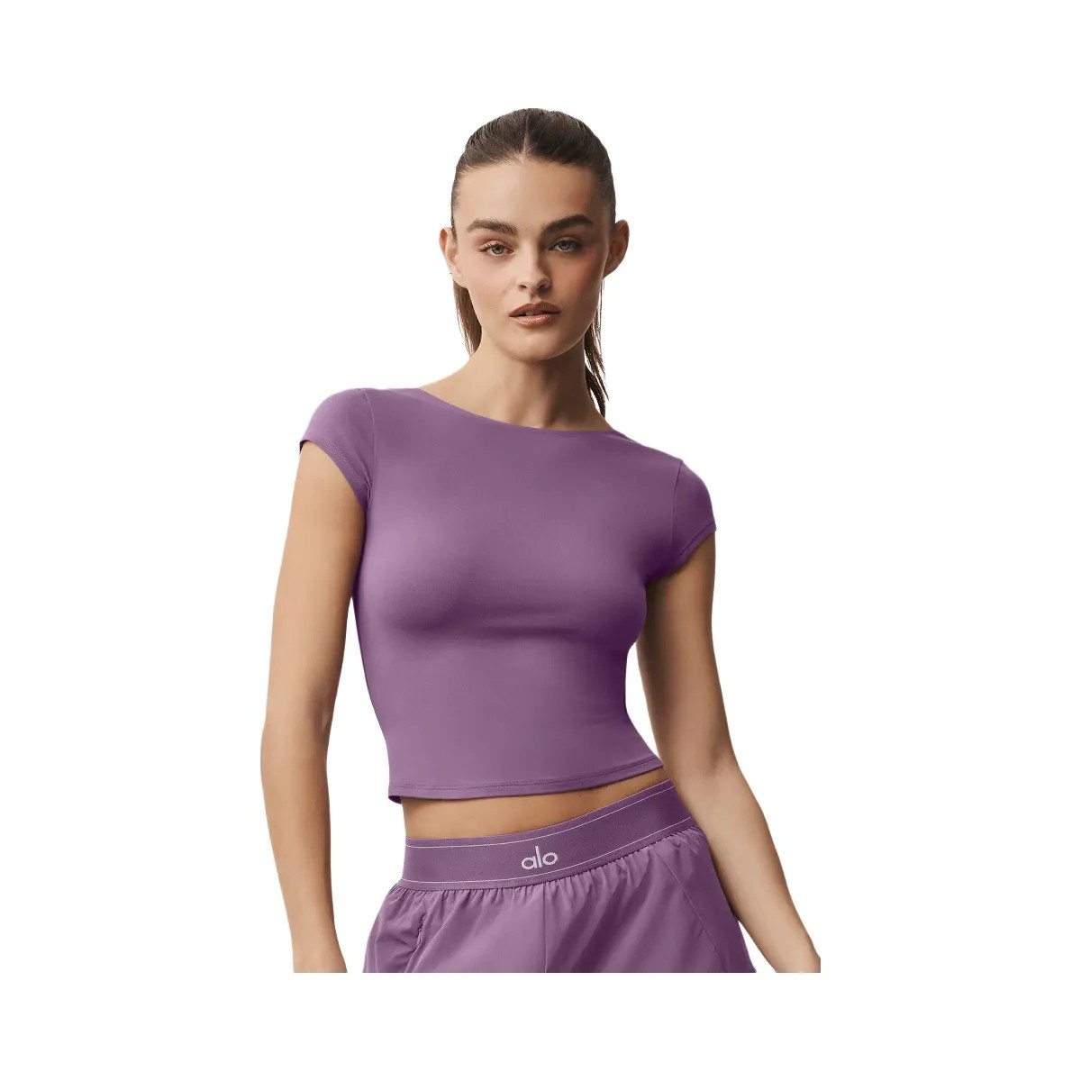 Alo Women's soft Back For More Tee - Plum Kiss - HypeFly India View 2