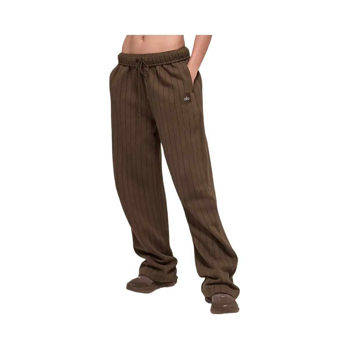 Alo Pinstripe Straight Leg Sweatpant - Espresso Pinstripe - HypeFly India View 1