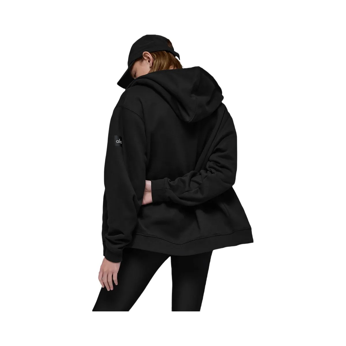 Alo Women's Renown Heavy Weight Full Zip Hoodie - Black - HypeFly India View 3