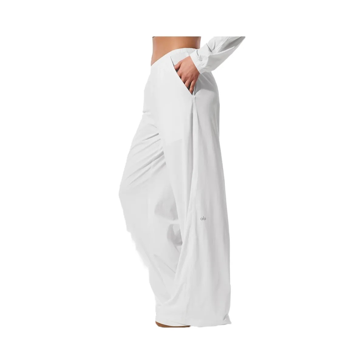 Alo Women's Breezy Wide Leg Pant (Long) - White - HypeFly India View 3