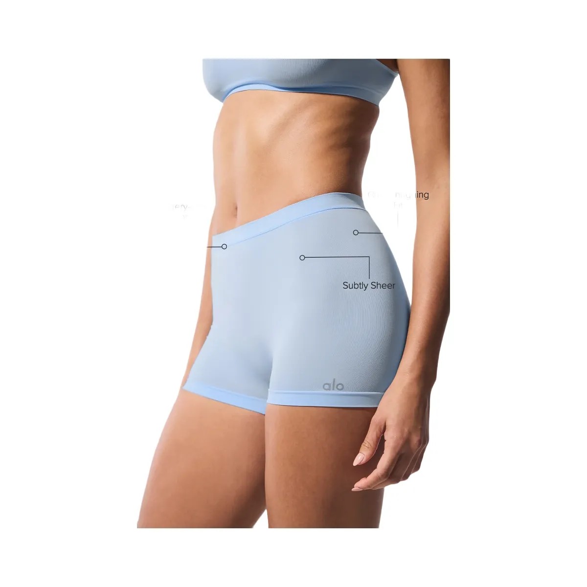 Alo Women's Sheer Glow Boyshort - Seashell Blue - HypeFly India View 1