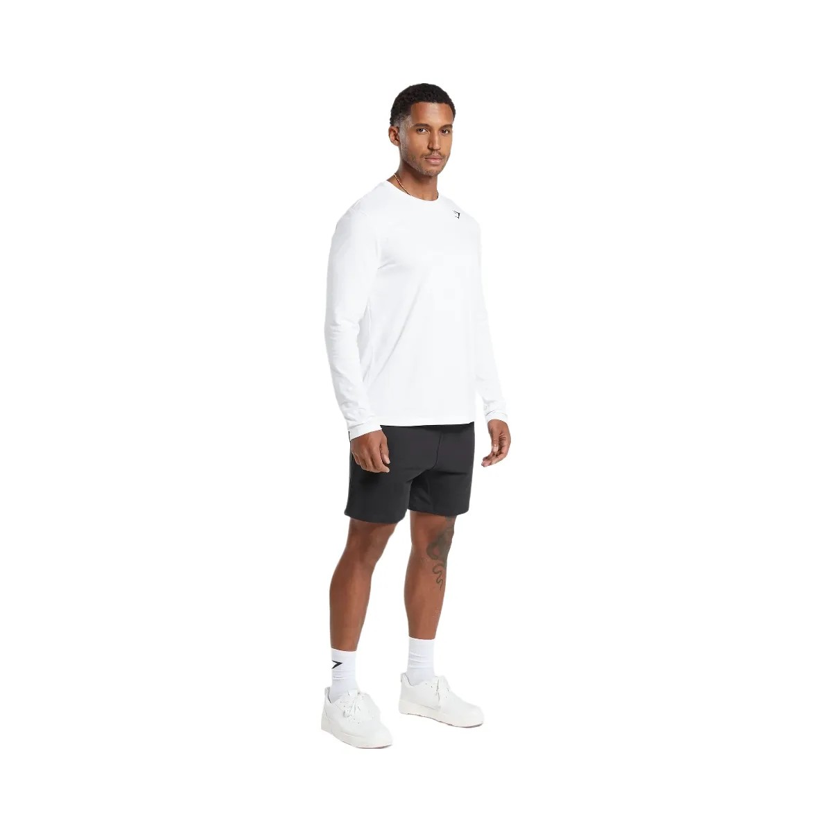 Gymshark Crest Long Sleeve T-Shirt - White - HypeFly India View 4