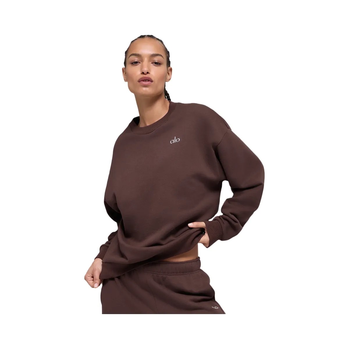 Alo Women's Accolade Crew Neck Pullover - Brownstone - HypeFly India View 1