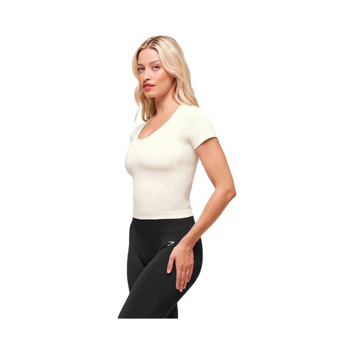 Gymshark Everyday Seamless Tight Fit Crew Neck Tee - Soft White - HypeFly India View 3