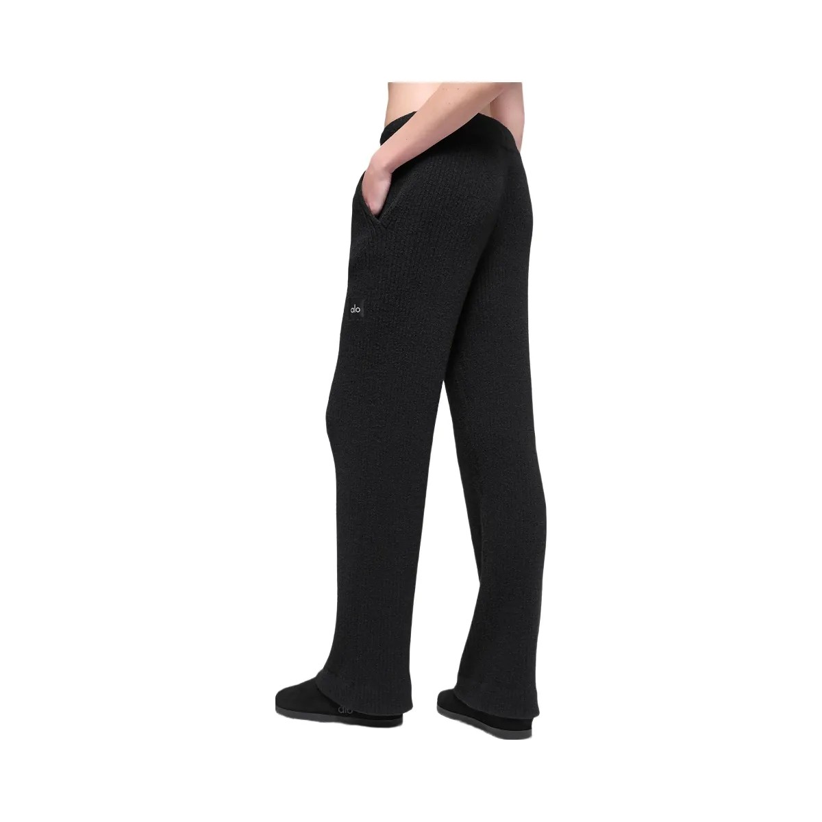 Alo Women's Snuggle Up Sweater High-Waist Wide Leg Pant - Black - HypeFly India View 3