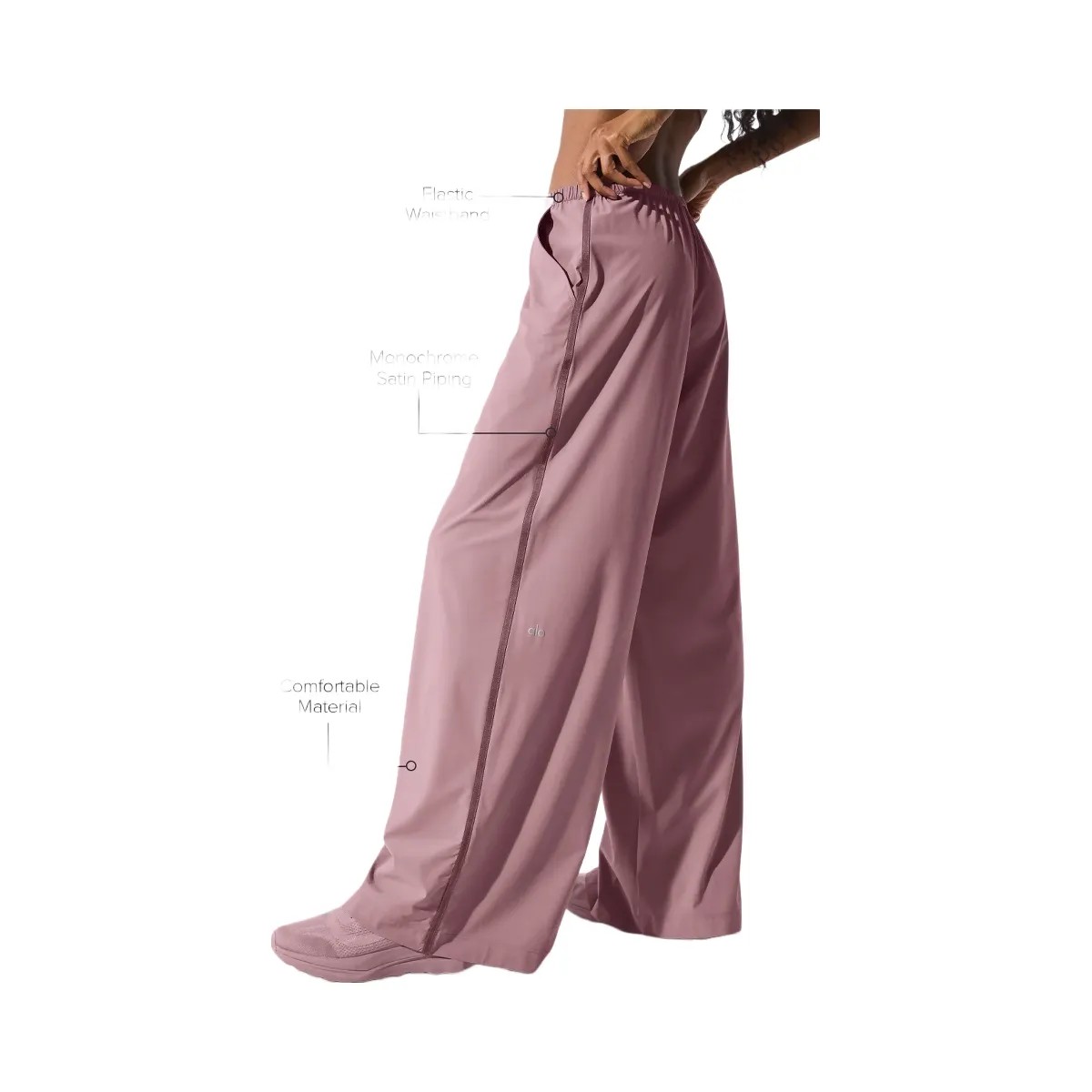 Alo Women's Breezy Wide Leg Pant (Long) - Smoky Quartz - HypeFly India View 2