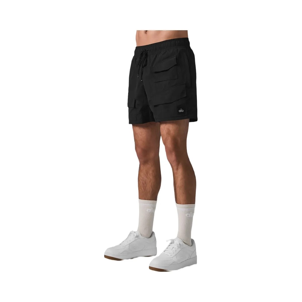 Alo Men's 7" Crinkle Nylon Excursion Cargo Short - Black - HypeFly India View 4